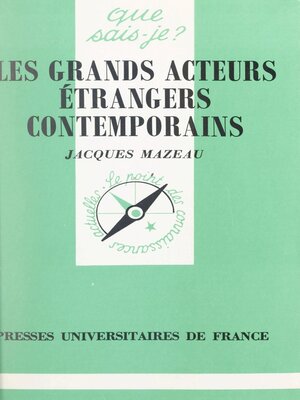 cover image of Les grands acteurs étrangers contemporains